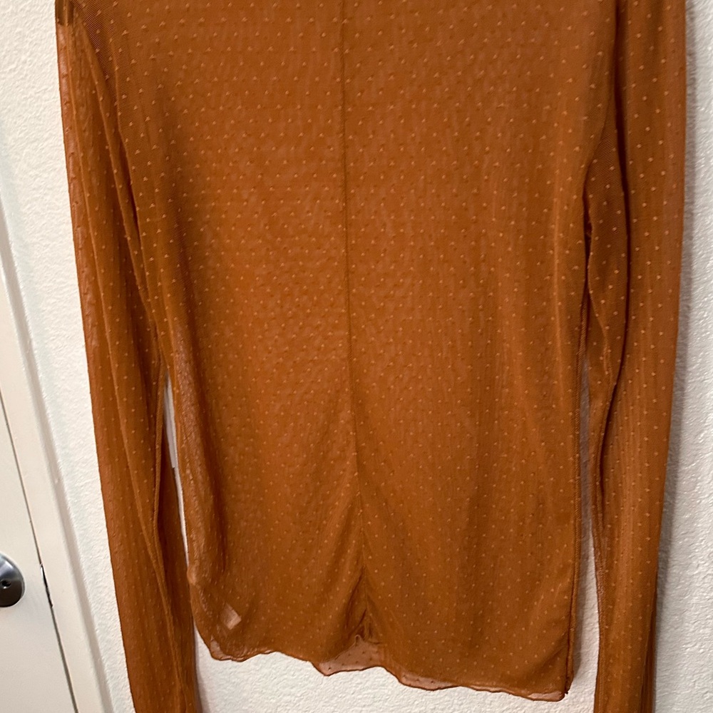 Free People x intimately. Sheer, Orange, Long Sleeve Top. Size Large. - Picture 5 of 16